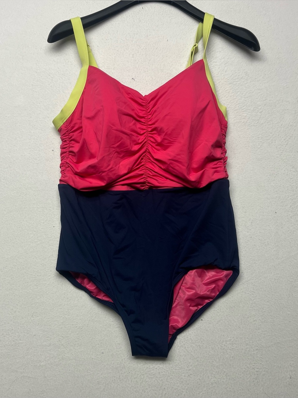 New Lands' End Size 16 Slender Suit Pink and navy. One Piece Swimsuit